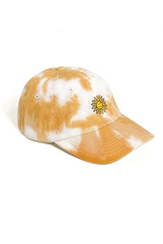 Product details Classic cotton cap featuring tie-dye pattern in tones of mustard through out. Topped with Tonal embroidered eyelet vents at crown. Sun logo embroidered in multi-color at face. Finished with an adjustable strapback closure for a perfect fit. *Slight color variations may occur, given the nature of the dyeing process. Content & Care 100% cotton spot clean imported Size + Fit Unisex /youth one size fits most circumference: 21" Product Code PORT13GB013 Cheap Yellow Summer Baseball Cap, Kimono Onesie, Baby Kimono, Sun Logo, Fit Kids, Happy Sun, Sun Cap, Hat Style, Hat Ideas