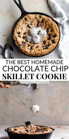 the best homemade chocolate chip skillet cookie recipe is so easy to make and delicious