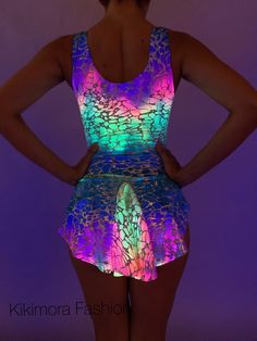 Rainbow Leotard costume for dancers circus performers. Glow festival outfit gogo dancer .Top quality print lycra, soft and 4 way stretch with silver shiny design.Leotard with half skirt and hand accessories (like on other similar leotards) Have a questions? contact me via messaging system , I respond almost right the way:) Pick your size using this basic scale or message me with measurements 👇XS:Bust: 76-80 cm / 29,9”-31,5”Waist: 58-62 cm / 22,8” - 24,4” Hips: 76-80 cm / 29,9”-31,5”S:Bust: 82-8 Pink Rave Swimwear For Party, Sleeveless Dancewear Leotard For Party, Rave Swimwear With Stretch For Party, Stretch Rave Swimwear For Party, Rave Style Stretch Swimwear For Party, Rave Party Swimwear, Fitted Halloween Party Swimwear, Fitted Disco Swimwear For Club, Disco Style Fitted Swimwear For Club