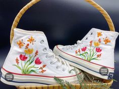 Dear Guest, I'm happy to receive your own designs.message me Welcome to my store where you can find unique and handmade embroidered shoes. * Ship worldwide using USPS Airmail with tracking. * + all orders will be given a shipping code one day after I ship + Product price includes: shoes + hand-embroidered design as shown All designs are 100% handmade by human hands >> these are my first crafts. If you have a comment, please message me. That's why I try. >> flowers and nature are close images in Sneaker Embroidery, Clothe Styles, Embroidered Converse, Converse Custom, Pretty Shoes Sneakers, Custom Converse, Embroidery Shoes, Shoes Converse, Embroidered Shoes