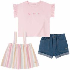 Calvin Klein Kids' Girls 3-piece Set 2 Tops / 1 Shorts Size 6 Free Shipping 3 Piece, Calvin Klein, Size 7, Size 6, Crop Tops, Free Shipping, Best Deals, Women's Top, Quick Saves