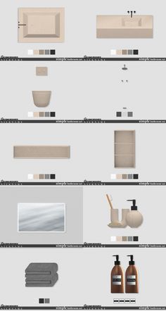 an image of bathroom fixtures and accessories on the same wall as shown in this graphic