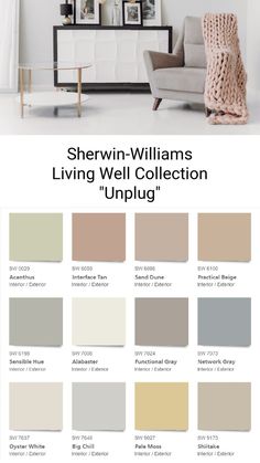 the living room color scheme for sherylin williams's living well collection unplug