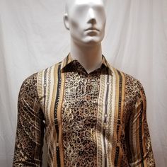 New Men Pavini Long Sleeve Size: S Measurements In Inches Are Approximate: S. M. L. Xl. Xxl. 3xl Chest: 38" 40" 42" 44" 46" 48" Length: 26" 27" 28" 29" 30" 31" Color:Gold Brand: Pavini Made In China For Party,Events,Birthdays, Outside Casual, Memories For Any Questions Be Sure To Ask Thank You And Have An Amazing Day! Casual Gold Shirt For Fall, Fashion Button Up Shirt, Spring Gold Button-up Shirt, Casual Gold Button-up Shirt, Chic Gold Button-up Top, Cheap Gold Button-up Tops, Affordable Gold Button-up Blouse, Golden Fashion, Printed Brown Button-up Shirt