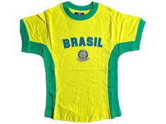 Brazil Womens Shirt - Etsy Casual Yellow T-shirt With Embroidered Graphics, Casual Yellow Embroidered T-shirt, Yellow Cotton Top With Embroidered Graphics, Yellow Casual T-shirt With Embroidered Graphics, Casual Yellow Tops With Embroidered Graphics, Green Sporty Cotton Shirt, Sporty Embroidered Cotton T-shirt, Basic Embroidered Cotton Tops, Yellow Cotton Top With Embroidered Logo