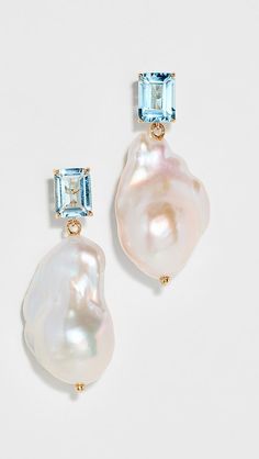 Mateo 14k Blue Topaz and Baroque Pearl Drop Earrings | Shopbop Blue Pearl Drop Earrings In Fine Jewelry Style, Jewelry Fashion Trends, Jewelry Lookbook, Freshwater Cultured Pearls, Dream Jewelry, Jewelry Inspo, Pearl Drop Earrings, Baroque Pearls, Pearl Drop