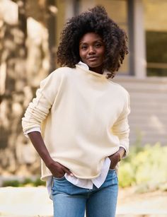 Inspired by the natural beauty of Monterey, the first-ever F&E sweater is a rare gem. With a unique exposed seam running down our signature continuous sleeve and the most elegant funnel neck, there’s no other sweater like it. The best part? Monterey is machine-washable and doesn’t pill... what sweater dreams are made of! Elegant rolled funnel neck Long continuous sleeves with exposed seam that elongates your arm from neck to wrist 100% Italian Cotton Made in Sunny California Pantry Furniture, Funnel Neck Sweater, Frank & Eileen, Sunny California, Raquel Allegra, Rare Gems, Beauty Wellness, Funnel Neck, Monterey