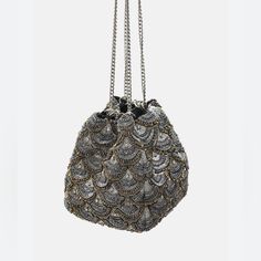 Zara Beaded Covertible Crossbody Evening Bag Silver & Gray New With Tags & Extra Beads Chic Silver Zara Shoulder Bag, Zara Silver Shoulder Bag For Evening, Silver Zara Shoulder Bag For Evening, Zara Silver Evening Shoulder Bag, Sequin Shoulder Bag For Events, Event Shoulder Bag With Sequins, Silver Embellished Bags For Events, Silver Pouch Shoulder Bag For Party, Zara Evening Shoulder Bag