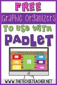 a computer screen with the text free graphic organizers to use with padlets on it