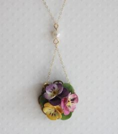 Vintage Pansy Necklace Flower Necklace Vintage Jewelry Bouquet Flower Necklace Wedding Jewelry OOAK Pansy Necklace, Vintage Flower Bouquet, Jewelry Bouquet, Accessories Inspiration, Sweet Necklace, Water Mill, Bouquet Flower, Pretty Fashion, Necklace Flower