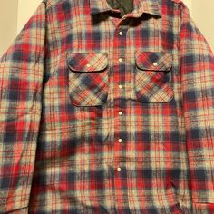 Winter Is Just A Few Weeks Away, Time To Get Ready. This Is A Nice Warm Plaid Shirt With White Closure Snaps And Insulation Trapped Under A Quilted Nylon Lining. Ideal For Cool To Cold Days, For Work, Or Play. Shirt Is Like New As It Was One Size To Small For Me And Hung In The Closet, Did Not Get Worn. No Tags, But It Is New And Unused. Collared Winter Outdoor Shirt, Winter Outdoor Collared Shirt, Red Long Sleeve Winter Shirt, Red Long Sleeve Top For Outdoor, Red Flannel Shirt For Winter, Casual Red Shirt For Outdoors, Red Winter Tops For Outdoor, Casual Red Shirt For Outdoor, Red Winter Tops With Pockets