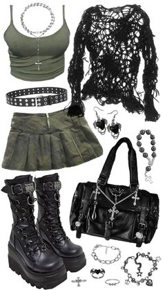 2000s Fashion Outfits Goth, Fashion Outfits Goth, Different Types Of Goth, Outfits Goth, Country Aesthetic, Outfits 2000s, Future Outfit, Kawaii Fashion Outfits, Punk Rock Fashion