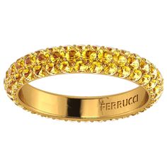 FERRUCCI Yellow sapphires eternity ring, with an approximate total carat weight of 2.00 carat, hand made in New York City with the best Italian craftsmanship, conceived in 18k yellow gold. Classic, sophisticated, gorgeous look, everlasting in time. This is a Ring size 6 we offer the complimentary option to customize the size upon order. Memory Ring, Sapphire Eternity Ring, Gold For Sale, Domed Ring, Yellow Sapphire, Rings Simple, Gold Bangles, Alchemy, Eternity Ring