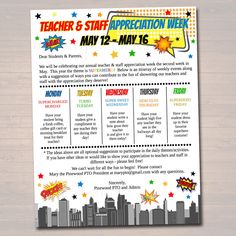 the teacher's staff appreciation week flyer