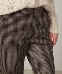 Small-check wool cigarette pants. Elasticated mid-rise waistband. Italian side pockets and buttoned back welt pockets. Pants lined to the knee.Virgin wool flannel checksMade in MoroccoBAPM609-01 - PIXEL Wool Dress Pants For Fall Workwear, Classic Fall Bottoms For Workwear, Winter Workwear Bottoms With Welt Pockets, Fall Dress Pants With Welt Pockets And Straight Hem, Classic Dress Pants With Welt Pockets For Fall, Classic Bottoms For Business Casual In Winter, Straight Pants For Tailoring In Fall, Classic Plaid Pants For Business Casual, Wool Dress Pants With Welt Pockets For Fall