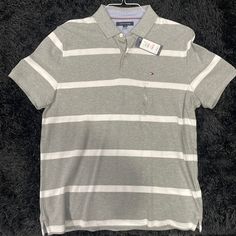 New Tommy Hilfiger Polo Shirt. Classic Tommy Hilfiger Striped Tops, Tommy Hilfiger White Collared Top, White Collared Tommy Hilfiger Top, Tommy Hilfiger Shirts Men, Tommy Hilfiger Polo Shirt, Sports Polo Shirts, Button Down Polo, Tommy Hilfiger Vintage, Polo Long Sleeve