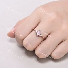 This is a 5mm Rose Quartz engagement ring in rose gold. The stones are Rose Quartz and VVS man made CZ diamond. This Rose Quartz is about 5mm Round cut The stones can be replace with other gemstones.For example,if you don't like the CZ accent,you can ask me replace it with tourmaline,aquamarine,diamond,emerald,sapphire... For custom making jewelry,it can be made in 2 different metal. 1,Solid gold,including 14/18k white/rose/yellow gold. 2,925 sterling silver with white/yellow/rose gold plated. H Promise Ring With Rose Design, Rose Gold Crystal Ring For Proposal, Valentine's Day Rose Gold Crystal Ring, Rose Gold Flower Ring With Gemstone For Promise, Rose Gold Round Crystal Proposal Ring, Rose Gold Birthstone Ring For Proposal, Rose Quartz Engagement Ring, Stone Ring Women, Rose Quartz Ring Engagement