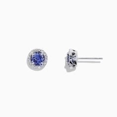 Effy Tanzanite Royale 14K White Gold Tanzanite and Diamond Stud Earrings, 1.04 TCW Formal Sapphire Earrings With Halo, Classic Tanzanite Earrings For Anniversary, Tanzanite Earrings For Anniversary, White Gold Tanzanite Earrings As A Gift, Round Tanzanite Earrings For Anniversary, Anniversary Tanzanite Earrings With Prong Setting, Fine Jewelry Tanzanite Earrings In White Gold, Tanzanite Earrings With Prong Setting, White Gold Tanzanite Earrings Fine Jewelry