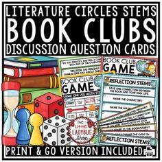 the book club discussion cards and game for children to use in their library or classroom