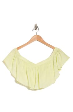 Feel the warm breeze against your skin in this crop top finished with an off-the-shoulder profile for trendy styling. 16" length (size Medium) Off-the-shoulder neck Short sleeves 52% polyester, 48% rayon Hand wash, line dry Imported Trendy One-shoulder Crop Top For Spring, Trendy One-shoulder Crop Top For Summer, Trendy Cropped One Shoulder Top For Spring, Trendy Cropped One-shoulder Top For Spring, Chic Summer One Shoulder Crop Top, Casual One-shoulder Crop Top For Summer, Casual One-shoulder Crop Top For Spring, Chic Summer Off-shoulder Crop Top, Trendy One Shoulder Crop Top For Spring