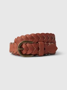 Braided Vegan-Leather Belt | Gap Factory Trendy Brown Belts With Buckle Closure, Trendy Brown Belt With Buckle Closure, Trendy Adjustable Faux Leather Belt, Trendy Fall Belt Buckles, Trendy Adjustable Belts For Fall, Adjustable Belt With Buckle Closure For Fall, Leather Belt With Buckle Closure For Fall, Adjustable Brown Faux Leather Belt, Trendy Belt Buckles For Fall