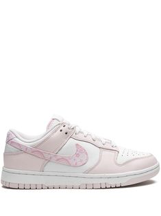 light pink/white leather signature Swoosh logo detail round toe front lace-up fastening logo patch at the tongue branded insole rubber sole These styles are supplied by a premium sneaker marketplace. Stocking only the most sought-after footwear, they source and curate some of the most hard to find sneakers from around the world. Nike Dunk Low Pink Paisley, Light Pink Nike Shoes, Coquette Shoes Sneakers, Pink Paisley Dunks, Light Pink Dunks, Cute Nike Dunks, Light Pink Clothes, Shoes To Get, Cute Dunks