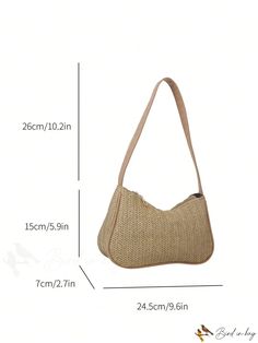 BirdinBag - Compact Vacation Bag with Zipper & Stylish Braided Detail Casual Handheld Satchel With Zipper, Casual Handheld Satchel With Zipper Closure, Casual Tote Baguette Bag With Zipper Pocket, Summer Pouch Shoulder Bag With Zipper, Summer Pouch Bags With Zipper Closure, Summer Satchel Shoulder Bag With Zipper, Summer Satchel Shoulder Bag With Zipper Closure, Rectangular Zipper Pouch Bag For Vacation, Casual Tote Baguette Bag With Zipper