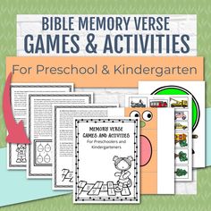 the bible memory verse games and activities for preschool and kindergarten with text