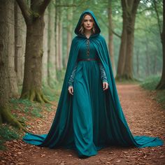 Embrace the allure of historical fantasy with our Medieval Women's Ren Faire Hooded Cloak. This stunning cloak is perfect for adding an element of mystery and elegance to your cosplay wardrobe. Crafted from high-quality, durable fabric, it features a deep hood and flowing silhouette, making it an ideal choice for Renaissance fairs, Gothic steampunk events, and vampire-themed parties. The versatile design and intricate detailing ensure that you'll stand out in any crowd, whether you're attending Cloak Fashion Modern, Medieval Long Sleeve Halloween Costumes, Fantasy Long Sleeve Halloween Cosplay Costume, Fantasy Long Sleeve Cosplay Costume For Halloween, Fantasy Cosplay Costume For Costume Party In Fall, Fantasy Long Sleeve Cosplay Costume For Costume Party, Fantasy Cosplay Costume For Fall, Gothic Long Sleeve Cosplay Costume For Costume Party, Gothic Cosplay Costume