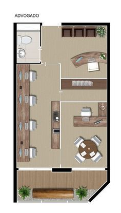 a floor plan for a living room and dining area with couches, coffee table, desk