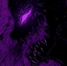 an abstract image of a demon with purple light coming from its eyes and mouth, on a dark background