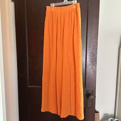 Sadie & Sage So Cal Linen Pants. Gauze Feel Wide Leg Pants, With Elastic Waist. Fully Lined. Matching Top Listed Separately. Never Worn. Orange Full-length Cotton Bottoms, Orange Full Length Cotton Bottoms, Full Length Bottoms For Daywear In Summer, Full Length Summer Bottoms For Daywear, Orange Wide Leg Bottoms With Elastic Waistband, Orange Cotton Wide-leg Pants, Summer Daywear High Waist Wide Leg Pants, Spring Orange Cotton Wide Leg Pants, Orange Cotton Wide Leg Pants For Spring