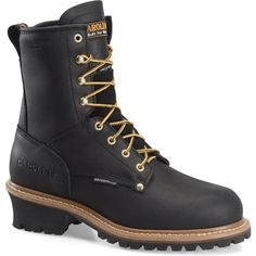 Carolina Men's Elm 8” Stl Toe WP INS Logger Work Boot - Black - CA5823 8 / Medium / Black - Overlook Boots Logger Boots, Leather Work Boots, Safety Boots, Work Boot, Boot Brands, Safety Shoes, Waterproof Boots, Dr. Martens Boots, Work Boots