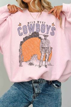 WILD WEST COWBOYS WESTERN OVERSIZED GRAPHIC SWEATSHIRTPREMIUM COTTONOVERSIZED FIT Western Sweater, Western Sweaters, Cowboy Vintage, Cowboy Shirt, Cowgirl Shirts, Sustainable Shopping, Cowboys Shirt, Cow Boy, Tour Shirt