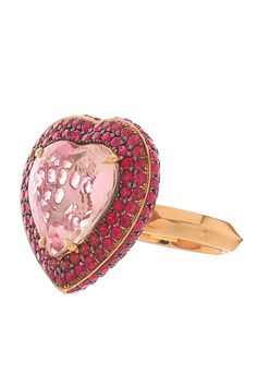 Katherine Jetter morganite heart ring in rose gold. 18K Rose Gold Morganite (9.35ct) Luxury Heart Cut Ruby Ring, Luxury Rose Gold Heart Ring For Valentine's Day, Luxury Heart Cut Ring For Valentine's Day, Luxury Heart Shaped Ring For Formal Occasions, Valentine's Day Pink Gold Heart Cut Ring, Luxury Heart-shaped Ring With Center Stone, Pink Heart-shaped Rings For Formal Occasions, Luxury Heart-shaped Ring, Elegant Pink Heart Ring For Formal Occasions