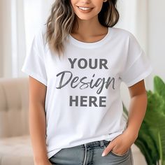 "White Bella Canvas 3001 Female Model Mockup Check out our WHOLE Shop Bundle (50% OFF) - for all current and future mockups! https://aivcanvas.etsy.com/listing/1597703932 - WHAT YOU WILL RECEIVE - 1 high-resolution JPG file. The image will be ready to use and will be free of all watermarks and branding. The file is compatible with all photo editing software and ready for you to place your logo / graphic on. - INSTANT DOWNLOAD - 1. Purchase this listing. 2. Once payment is confirmed, you will be taken to the download page. Also, an email will be sent to you with your download link. Click \"Download\" to save the files in your computer. 3. Your files will be instantly downloaded to your computer. - LICENCE - By purchasing this product, you agree to our Terms of Use: * Unlimited personal use. Basic White Print Short Sleeve T-shirt, Custom Print Short Sleeve Relaxed Fit Tops, Basic White Tops With Sublimation Print, Custom Print Relaxed Fit Short Sleeve Tops, Basic Cotton Tops With Sublimation Print, Basic White Print Short Sleeve Tops, Relaxed Fit Crew Neck Shirt With Sublimation Print, White Print Short Sleeve Basic Tops, White Cotton Top With Custom Print