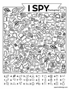 a coloring page with the words i spy in black and white