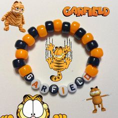 For any and all Garfield lovers as much as he loves lasagne Please consider supporting me in gathering funds for college! Do not stretch! This bracelet is not invincible, treat it kindly! 🫶 Garfield Bracelet, Pony Bead Bracelets, Bracelet Ideas, Pony Beads, Bead Bracelet, Not Mine, Arm Band, Beaded Bracelet, Jewelry Bracelets