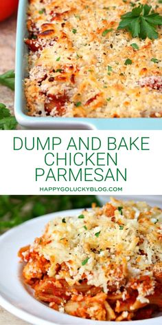 this is an image of dump and bake chicken parmesan casserole