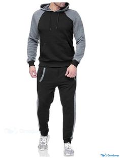 OrcaJump - Mens Winter Hoodie Sweatshirt in Light Grey, Dark Blue, Army Green and Black Black Hooded Tracksuit For Winter, Black Long Sleeve Tracksuit With Pockets, Black Hooded Winter Tracksuit, Black Sports Hoodie With Pockets, Black Sports Sweatshirt With Pockets, Black Hooded Tracksuit For Gym, Black Fleece Tracksuit With Pockets, Black Winter Tracksuit For Gym, Black Cotton Tracksuit With Pockets