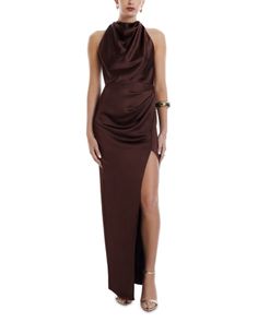 Bcbgmaxazria Back Twist Halter Gown Brown Halter Dress, Elegant Evening Gown, Halter Gown, Evening Gown Dresses, Evening Gowns Elegant, Bcbgmaxazria Dresses, Halter Neckline, Evening Gown, Chocolate Brown