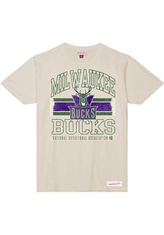 Support your Milwaukee Bucks in this White Short Sleeve Fashion Tee! This Logo Lockup Fashion T Shirt features a screen print team graphic on chest. Be ready to shout "Go Bucks" when you wear this Milwaukee Short Sleeve Fashion T Shirt in the stadium or on the street. Lightweight material, Crew neckline, Screen print team graphic, Brand tag on left hip, Unisex, Fit: True to Size, Imported Throwback Cotton T-shirt With Team Logo, Throwback Cotton Tops With Team Name, Throwback Cotton Tops For Sports Events, Logo Lockup, Nba Hats, Sporting Kansas City, National Basketball Association, Milwaukee Bucks, Team Jersey