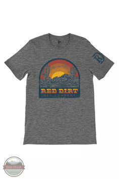 Red Dirt RDHC-T-132 Gray Rise-n-Shine T-Shirt Heather Grey Graphic T-shirt For Fans, Heather Grey Tri-blend T-shirt With Graphic Print, Gray Graphic T-shirt For Fan Merchandise, Athletic Heather Graphic Print T-shirt, Athletic Heather Graphic Tee With Print, Heather Grey Tri-blend T-shirt With Screen Print, Pre-shrunk Heather Grey T-shirt For Fan Merchandise, Gray Graphic Tee With Front Print, Heather Grey Crew Neck T-shirt For Fan Merchandise