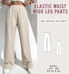 the elastic waist wide leg pants sewing pattern is easy to sew and can be worn with