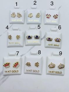 ❤️ Real 10k Gold earrings crown   ❤️ Yellow gold with pink fuchsia or White or light pink cubic zirconia ❤️ Women's or girls  ❤️ Screw back ❤️ Sweet 15 / Sweet 16  birthday  Each pair sold separately Small box included    Fine jewelry ❤️ Aretes de mujer de Corona  ❤️ Oro de 10 kilates  ❤️ Disponible en Piedra rosa o blanca o color rosa fucsia zirconia ❤️ Arito de tornillo  ❤️ Quinceañera cumpleaños niña o mujer Cada uno se vende por separado Sweet 15, Sweet 16 Birthday, 16th Birthday, Color Rosa, 10k Gold, Sweet 16, Jewelry Earrings Studs, Gold Earrings, Light Pink