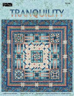 the cover of tranquility magazine featuring an image of a blue quilt with stars on it