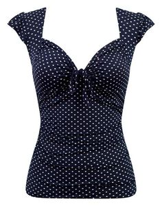 Sweetheart Vixen Tie Top in Black Polka Dot | Double Trouble Apparel Modern Tops, Fifty Not Frumpy, Pin Up Outfits, Girls Tie, Rockabilly Fashion, Double Trouble, Front Tie Top, Tie Top, Black Polka Dot