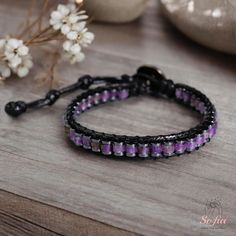 This amethyst stone bracelet is a stunning accessory that will brighten up your wrist and your mood. It is handmade with high-quality elastic cord and has a comfortable fit. It measures about 6.5 inches in length and can adjust to fit most wrists. The bracelet is easy to wear and take off. This bracelet is perfect for anyone who loves boho chic style, natural stones. It is a unique and meaningful gift for yourself or someone special. You can wear it alone or stack it with other bracelets for a layered look. - Materials: Natural Chevron Amethyst Crystal - Size: fits for 6.5 ~ 7.5 inch wrist, adjustable - If you need a different size, please feel free to contact us - Handmade With Love and Carefully Manufactured - Due to different light and screen, the color may be slightly different from th Ladder Bracelet, Bracelet Christmas, Chevron Amethyst, Hematite Bracelet, Christmas Bracelet, Braided Leather Bracelet, Christmas Gift For Her, Purple Crystal, Amethyst Bracelet