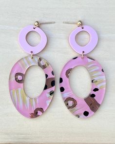 These hand-painted laser-cut acrylic earrings will take you for a walk on the wild side! This pair is made with 14Kt gold-filled jump rings and ball-end studs. Earrings come with a silicone backing. Acrylic Jewelry, Acrylic Shapes, Walnut Creek, Walk On The Wild Side, Laser Cut Acrylic, Studs Earrings, Acrylic Earrings, Leather Earrings, Jump Rings