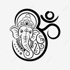 an elephant head in the shape of a symbol for ganeshi festival on white background